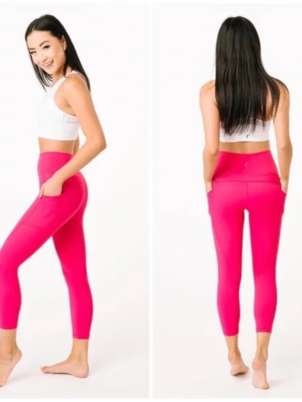 ZYIA Bright pink light and tight Leggings with Side Pockets - Picture 2 of 5
